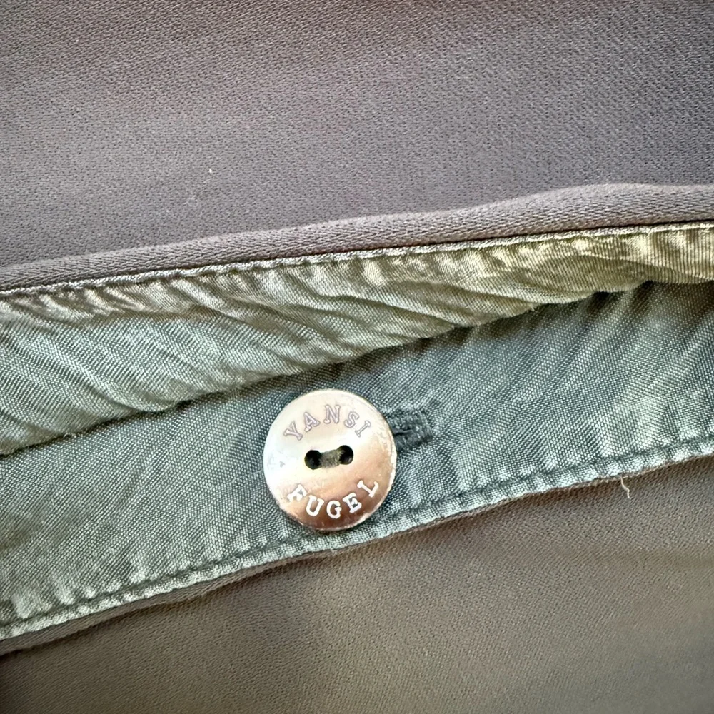 Yansi Fugel Olive Green Microfiber Jacket / Shacket ~ Button Front ~ Size XL